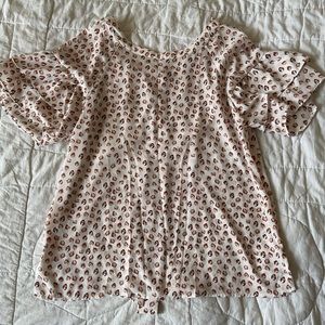 LOFT Ruffle sleeve, Tie-Back Blouse